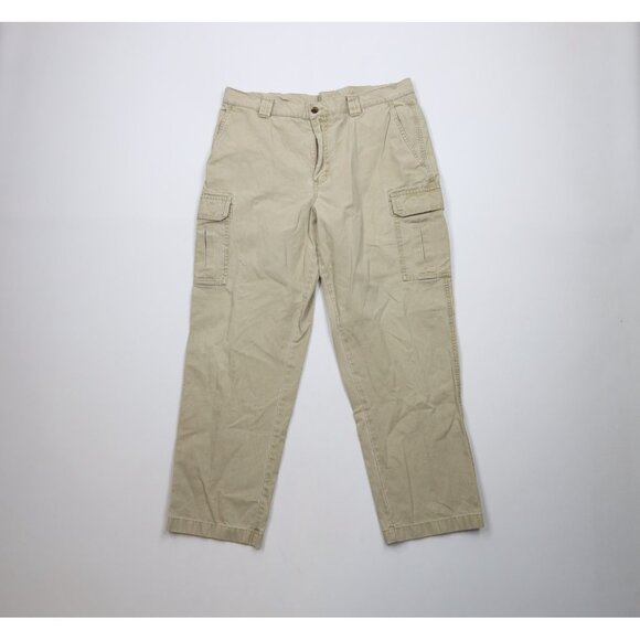 Vintage 90s LL Bean Mens 35x28 Faded Stonewash Safari Bush Cargo Pants Beige
